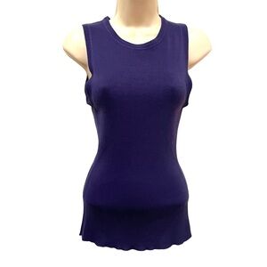 Henri Bendel 100% Silk Ribbed Knitted StretchyTank Top Shirt Size M